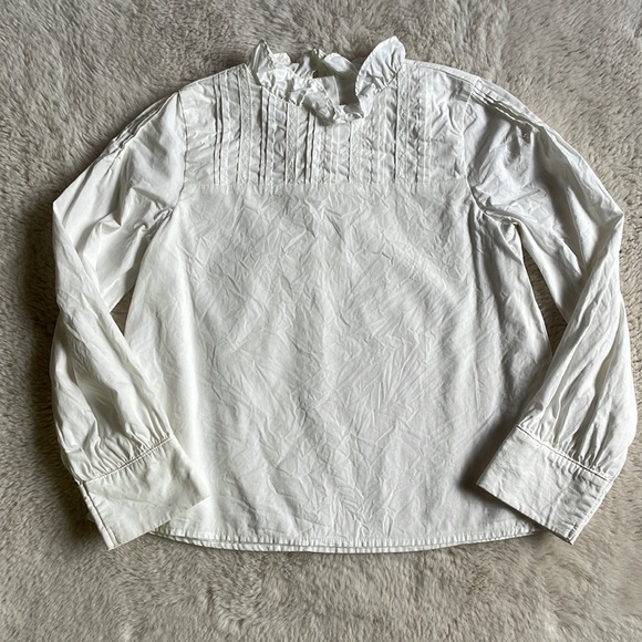 Janie and Jack | White Pintuck Ruffle Collar Blouse | 8 - Picture 7 of 16